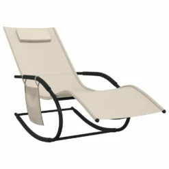 VIDAXL Chaises Longues à Bascule 2 Pcs Crème Acier Et Textilène 9 VIDAXL Chaises Longues à Bascule 2 Pcs Crème Acier Et Textilène -Pas Cher Jardinoa Magasin 64535012d5efb9.92953639