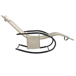 VIDAXL Chaises Longues à Bascule 2 Pcs Crème Acier Et Textilène 11 VIDAXL Chaises Longues à Bascule 2 Pcs Crème Acier Et Textilène -Pas Cher Jardinoa Magasin 64535012deed02.38365469