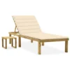 VIDAXL Chaise Longue De Jardin Avec Table Et Coussin Pin Imprégné