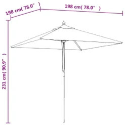 VIDAXL Parasol De Jardin Avec Mât En Bois Vert 198x198x231 Cm -Pas Cher Jardinoa Magasin 645801dcd3b2d5.69609445