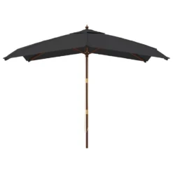 VIDAXL Parasol De Jardin Avec Mât En Bois Noir 300x300x273 Cm -Pas Cher Jardinoa Magasin 645801e10986f1.36482693