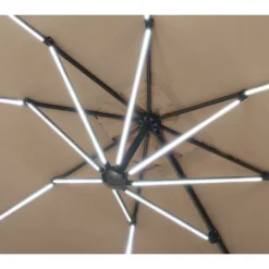 Parasol Jardin Déporté Led Alu "sun 4 Luxe" - Rectangle - 3 X 4 M - Taupe - Dalles à Lester Incluses -Pas Cher Jardinoa Magasin 645801e5883b28.71682731