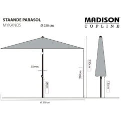 Madison Parasol Mykanos 250 Cm écru -Pas Cher Jardinoa Magasin 645801e7903b35.96783588