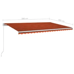 VIDAXL Auvent Manuel Rétractable Avec Led 500x300 Cm Orange Et Marron -Pas Cher Jardinoa Magasin 645a959835c946.92272444
