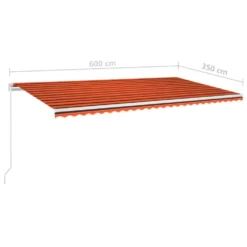 VIDAXL Auvent Manuel Rétractable 600x350 Cm Orange Et Marron -Pas Cher Jardinoa Magasin 645a959bbba9b6.48879745