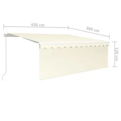 VIDAXL Auvent Manuel Rétractable Avec Store Et Led 4,5x3 M Crème -Pas Cher Jardinoa Magasin 645a95b46955f9.59859553