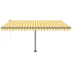 VIDAXL Auvent Automatique Sur Pied 450x300 Cm Jaune/blanc -Pas Cher Jardinoa Magasin 645a95c37be744.74935473