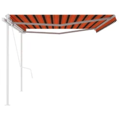 VIDAXL Auvent Rétractable Automatique Et Poteaux 5x3m Orange Et Marron -Pas Cher Jardinoa Magasin 645a95c532c2d7.34127381