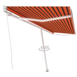VIDAXL Auvent Manuel Rétractable Avec Led 500x350 Cm Orange Et Marron -Pas Cher Jardinoa Magasin 645a95c7124958.22708895