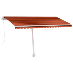 VIDAXL Auvent Manuel Rétractable Avec Led 400x350 Cm Orange Et Marron -Pas Cher Jardinoa Magasin 645a95cbec3960.84658983