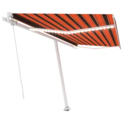 VIDAXL Auvent Manuel Rétractable Avec Led 400x350 Cm Orange Et Marron -Pas Cher Jardinoa Magasin 645a95cbf2a010.59145842