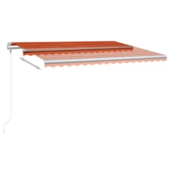 VIDAXL Auvent Manuel Rétractable Avec Led 4x3,5 M Orange Et Marron -Pas Cher Jardinoa Magasin 645a95cdb1dce0.83827630