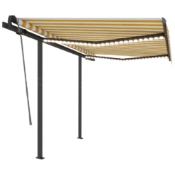 VIDAXL Auvent Automatique Capteur De Vent Led 3,5x2,5 M Jaune Et Blanc -Pas Cher Jardinoa Magasin 645a95d143d595.40277213