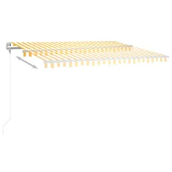 VIDAXL Auvent Manuel Rétractable Avec Led 4,5x3 M Jaune Et Blanc -Pas Cher Jardinoa Magasin 645a95d7e85766.11784377