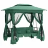 VIDAXL Tonnelle De Jardin Banc Pivotant Convertible Vert Tissu Acier