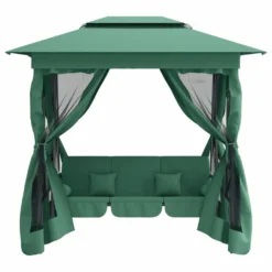 VIDAXL Tonnelle De Jardin Banc Pivotant Convertible Vert Tissu Acier -Pas Cher Jardinoa Magasin 645a96a54829b0.14743921