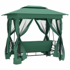 VIDAXL Tonnelle De Jardin Banc Pivotant Convertible Vert Tissu Acier -Pas Cher Jardinoa Magasin 645a96a5584af5.98686689