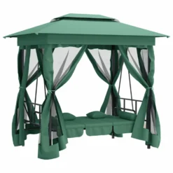 VIDAXL Tonnelle De Jardin Banc Pivotant Convertible Vert Tissu Acier -Pas Cher Jardinoa Magasin 645a96a567de91.95457136