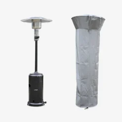 Chauffage D'extérieur Gaz 12.5kw - Finland - Parasol Chauffant Noir. Réglable. Porte En Façade. Roulettes Et Housse