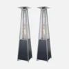 Lot De 2 Chauffages D'extérieur - Sweden - Parasols Chauffants Gaz Pyramide. Design. Véritable Flamme. Roulettes Incluses