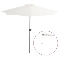 VIDAXL Parasol De Balcon Avec Mât En Aluminium Sable 270x144 Cm Demi
