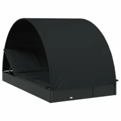 VIDAXL Transat 2 Places Avec Toit Rond Noir 211x112x140 Cm