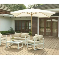 Parasol Droit Hoani En Bambou Contreplaqué Et Tissu Beige Clair -Pas Cher Jardinoa Magasin 646229b401de96.25493376