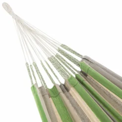 Toile De Hamac Rayée - Citron Vert / Gris Clair / écru. 1 Personne. 100% Polycoton. 240x160cm -Pas Cher Jardinoa Magasin 64627e205cf1a4.53161711