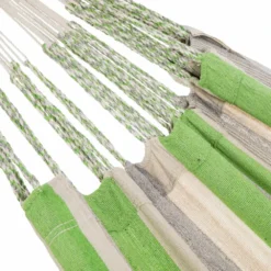 Toile De Hamac Rayée - Citron Vert / Gris Clair / écru. 1 Personne. 100% Polycoton. 240x160cm -Pas Cher Jardinoa Magasin 64627e206630e1.79119739