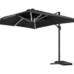 Parasol Jardin Déporté Led Alu "sun 3 Luxe" - Carré - 3 X 3 M - Coloris Noir - Dalles Lestées Incluses -Pas Cher Jardinoa Magasin 64651f9cd1f088.27337327