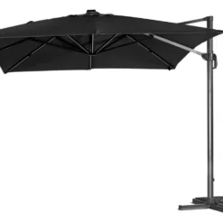Parasol Jardin Déporté Led Alu "sun 3 Luxe" - Carré - 3 X 3 M - Coloris Noir - Dalles Lestées Incluses -Pas Cher Jardinoa Magasin 64651f9cd56519.94746876