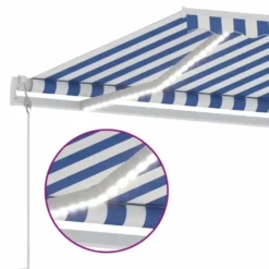 VIDAXL Auvent Automatique Capteur De Vent/led 500x300 Cm Bleu Et Blanc -Pas Cher Jardinoa Magasin 646716063d75e4.13666139
