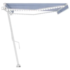 VIDAXL Auvent Automatique Capteur De Vent/led 500x300 Cm Bleu Et Blanc -Pas Cher Jardinoa Magasin 64671606403063.39550843