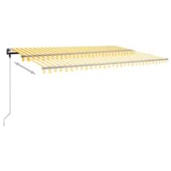 VIDAXL Auvent Manuel Rétractable Avec Led 500x300 Cm Jaune Et Blanc -Pas Cher Jardinoa Magasin 64671610b85506.82320741