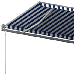 VIDAXL Auvent Manuel Rétractable Sur Pied 500x350 Cm Bleu/blanc -Pas Cher Jardinoa Magasin 64671616cb7343.00717138
