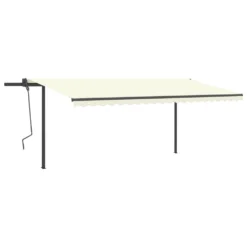 VIDAXL Auvent Manuel Rétractable Avec Poteaux 5x3,5 M Crème -Pas Cher Jardinoa Magasin 646716185ca951.61576181