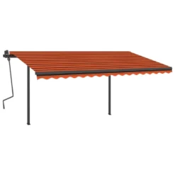 VIDAXL Auvent Automatique Rétractable Poteaux 4x3,5 M Orange Marron -Pas Cher Jardinoa Magasin 64671619db05d2.21879902