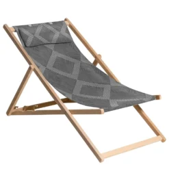 Madison Chaise De Plage En Bois Demi 55x90x87 Cm Gris