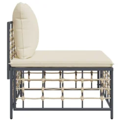 VIDAXL Canapé Central De Jardin Avec Coussin Beige Résine Tressée -Pas Cher Jardinoa Magasin 646d0fff35df12.94326170