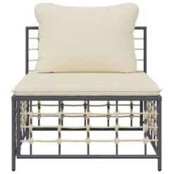VIDAXL Canapé Central De Jardin Avec Coussin Beige Résine Tressée -Pas Cher Jardinoa Magasin 646d0fff38dec0.94029227