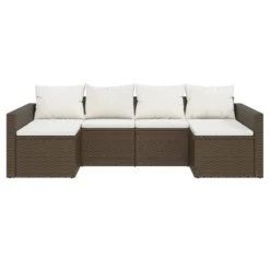 VIDAXL Salon De Jardin 2 Pcs Avec Coussins Marron Résine Tressée -Pas Cher Jardinoa Magasin 646d11dd676111.39767742