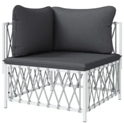 VIDAXL Canapé D'angle De Jardin Avec Coussins Blanc Tissu Tissé -Pas Cher Jardinoa Magasin 646d14568742c1.61586902