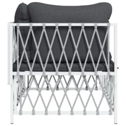 VIDAXL Canapé D'angle De Jardin Avec Coussins Blanc Tissu Tissé -Pas Cher Jardinoa Magasin 646d14568a92f2.95157888