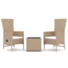 VIDAXL Ensemble De Salon De Jardin 3 Pcs Beige Poly Rotin Et Acier