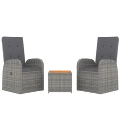 VIDAXL Ensemble De Salon De Jardin 3 Pcs Gris Poly Rotin Et Acacia -Pas Cher Jardinoa Magasin 646d1465dd3079.95973911