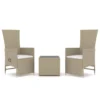 VIDAXL Ensemble De Salon De Jardin 3 Pcs Beige Poly Rotin Et Acier