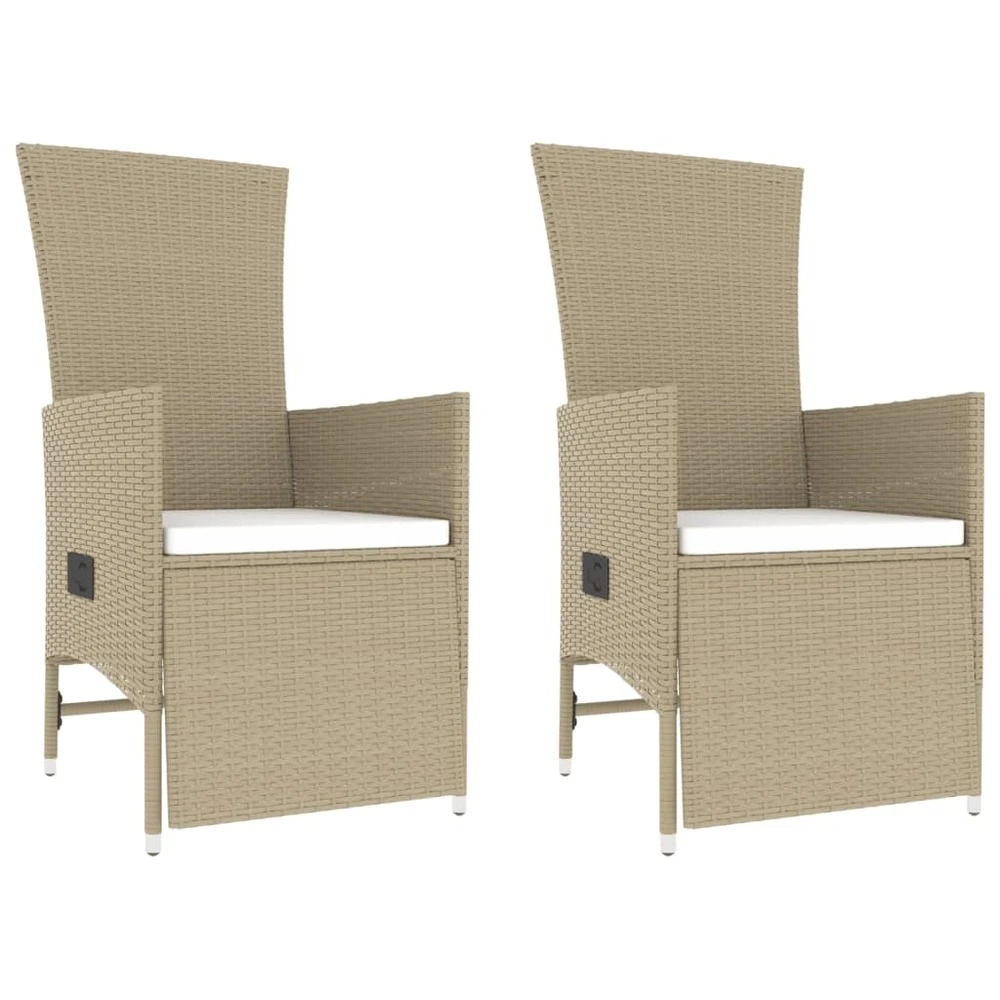 VIDAXL Ensemble De Salon De Jardin 3 Pcs Beige Poly Rotin Et Acier 4 VIDAXL Ensemble De Salon De Jardin 3 Pcs Beige Poly Rotin Et Acier â Image 4