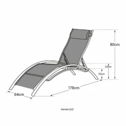 Baisao - Bain De Soleil Courbé Textilène Aluminium - Inclinable - Coussin De Tête - Léger Et Confortable - Taupe/blanc - X2 -Pas Cher Jardinoa Magasin 646d14a3902cd5.67623624