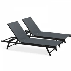 Lot De 2 Bains De Soleil En Acier Gris