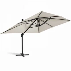 Parasol Déporté 3x4m Et 4 Dalles Lestées Aluminium Blanc -Pas Cher Jardinoa Magasin 646e58d39da730.83346566